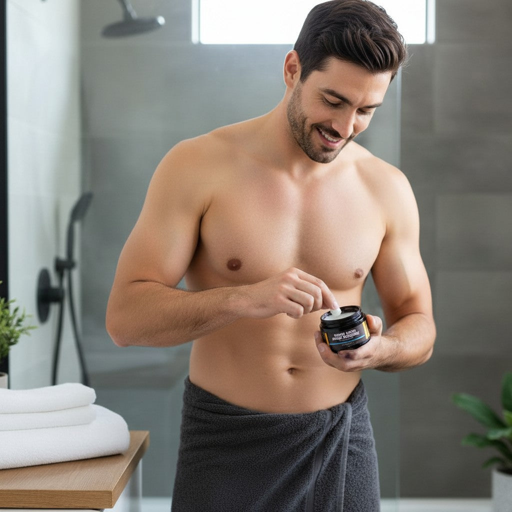 Menkair Fresh Nutz solid cologne for men, portable and long-lasting freshness.